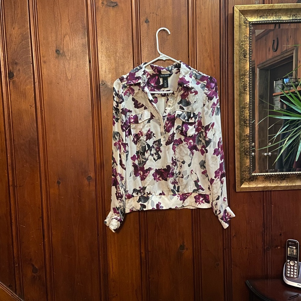 WHBM silk floral top size 4